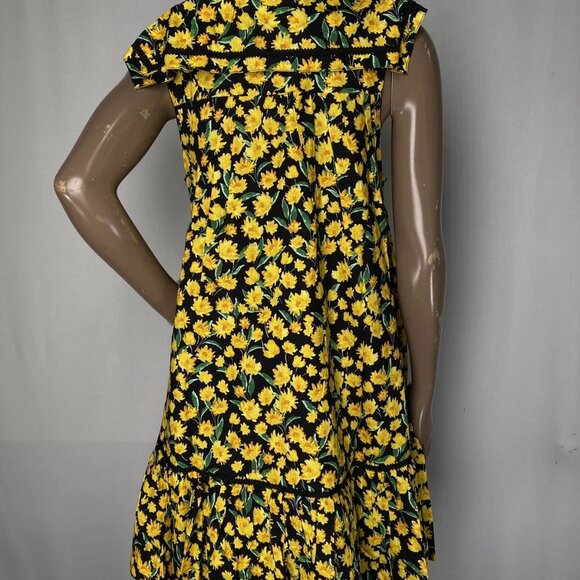 NEW MAEVE Women's Collared Poplin Swing Mini Dress Black/Yellow Size XS - Picture 8 of 11